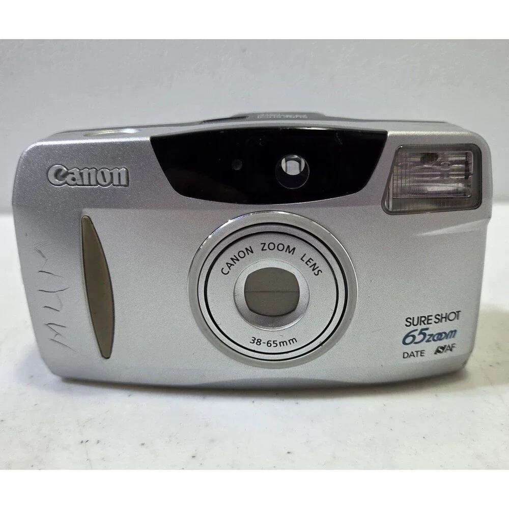 Canon Sure Shot 85 Zoom Date SAF 35mm Film Camera Silver Prima Zoom WORKS TESTED